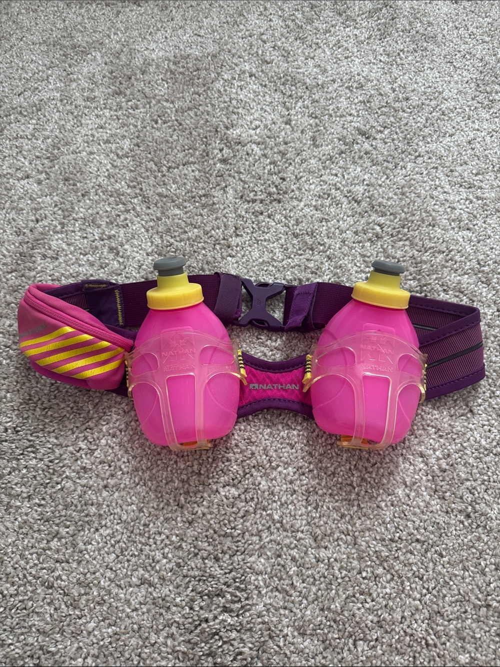 Nathan Women's Pink Dual-Bottle Running Hydration Belt